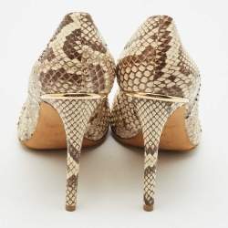 Louis Vuitton Brown/Cream Python Leather Eyeline Pointed Toe Pumps Size 38