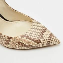 Louis Vuitton Brown/Cream Python Leather Eyeline Pointed Toe Pumps Size 38