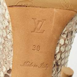 Louis Vuitton Brown/Cream Python Leather Eyeline Pointed Toe Pumps Size 38