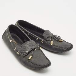 Louis Vuitton Black Monogram Empreinte Leather Gloria Loafers Size 39