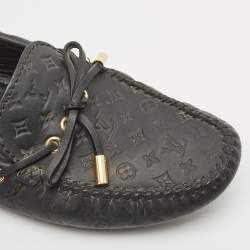 Louis Vuitton Black Monogram Empreinte Leather Gloria Loafers Size 39