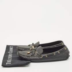 Louis Vuitton Black Monogram Empreinte Leather Gloria Loafers Size 39