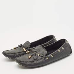 Louis Vuitton Black Monogram Empreinte Leather Gloria Loafers Size 39
