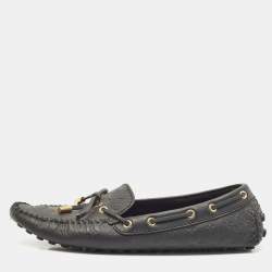 Louis Vuitton Black Monogram Empreinte Leather Gloria Loafers Size 39