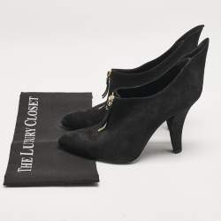Louis Vuitton Black Suede Pointed Toe Ankle Booties Size 38.5
