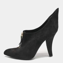 Louis Vuitton Black Suede Pointed Toe Ankle Booties Size 38.5