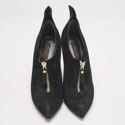 Louis Vuitton Black Suede Pointed Toe Ankle Booties Size 38.5