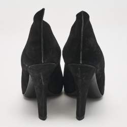Louis Vuitton Black Suede Pointed Toe Ankle Booties Size 38.5