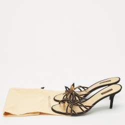 Louis Vuitton Black/Gold Suede Cut Out Slide Sandals Size 41