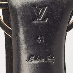 Louis Vuitton Black/Gold Suede Cut Out Slide Sandals Size 41