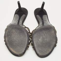 Louis Vuitton Black/Gold Suede Cut Out Slide Sandals Size 41