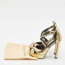 Louis Vuitton Gold Epi Leather Majestic Platform Sandals Size 38