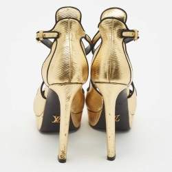 Louis Vuitton Gold Epi Leather Majestic Platform Sandals Size 38