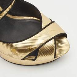 Louis Vuitton Gold Epi Leather Majestic Platform Sandals Size 38
