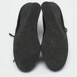 Louis Vuitton Black Monogram Suede Wedge Ankle Boots Size 38