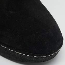 Louis Vuitton Black Monogram Suede Wedge Ankle Boots Size 38