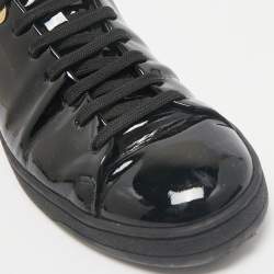 Louis Vuitton Black Patent Leather Frontrow Low Top Sneakers Size 38