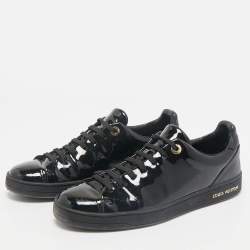 Louis Vuitton Black Patent Leather Frontrow Low Top Sneakers Size 38