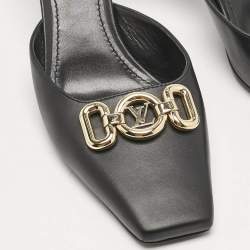 Louis Vuitton Black Leather Rotary Mules Size 41