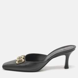 Louis Vuitton Black Leather Rotary Mules Size 41