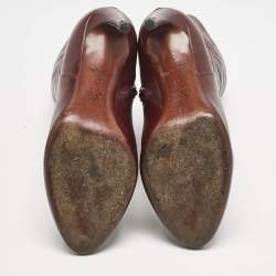 Louis Vuitton Burgundy Monogram Leather Ankle Boots Size 38
