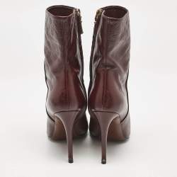 Louis Vuitton Burgundy Monogram Leather Ankle Boots Size 38
