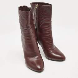 Louis Vuitton Burgundy Monogram Leather Ankle Boots Size 38