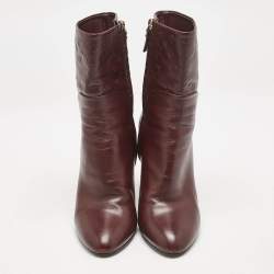 Louis Vuitton Burgundy Monogram Leather Ankle Boots Size 38