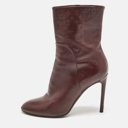 Louis Vuitton Burgundy Monogram Leather Ankle Boots Size 38