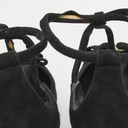 Louis Vuitton Black Suede T-Strap Platform Pumps Size 39