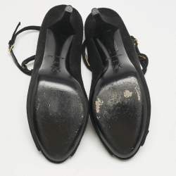 Louis Vuitton Black Suede T-Strap Platform Pumps Size 39