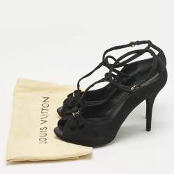 Louis Vuitton Black Suede T-Strap Platform Pumps Size 39