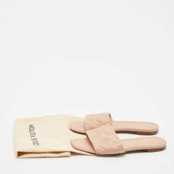 Louis Vuitton Dusty Pink Monogram Embossed Leather Revival Flat Slide Sandals Size 40