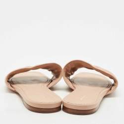 Louis Vuitton Dusty Pink Monogram Embossed Leather Revival Flat Slide Sandals Size 40