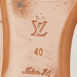 Louis Vuitton Dusty Pink Monogram Embossed Leather Revival Flat Slide Sandals Size 40