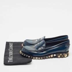 Louis Vuitton Blue/Black Ombre Leather Studded Penny Loafers Size 38
