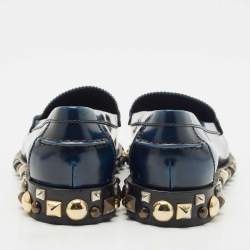 Louis Vuitton Blue/Black Ombre Leather Studded Penny Loafers Size 38