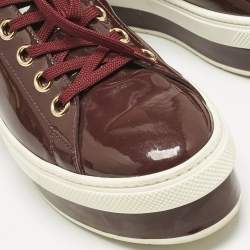 Louis Vuitton Burgundy Patent Leather Platform Sneakers Size 38