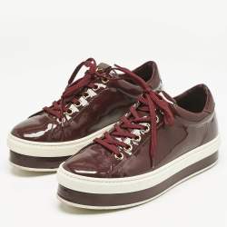 Louis Vuitton Burgundy Patent Leather Platform Sneakers Size 38