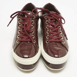 Louis Vuitton Burgundy Patent Leather Platform Sneakers Size 38