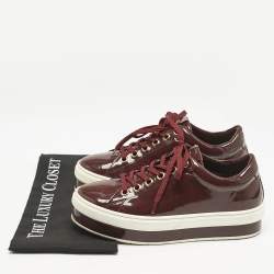 Louis Vuitton Burgundy Patent Leather Platform Sneakers Size 38