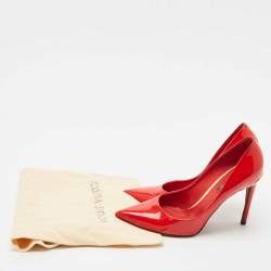 Louis Vuitton Red Patent Leather Eyeline Pointed Toe Pumps Size 38