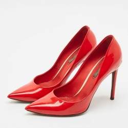 Louis Vuitton Red Patent Leather Eyeline Pointed Toe Pumps Size 38