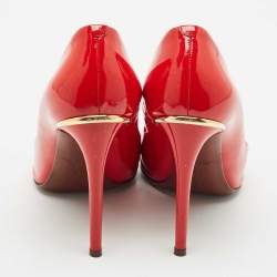 Louis Vuitton Red Patent Leather Eyeline Pointed Toe Pumps Size 38