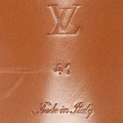 Pre Owned Louis Vuitton Cream Leather Monogram Slides Size 41