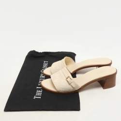 Pre Owned Louis Vuitton Cream Leather Monogram Slides Size 41
