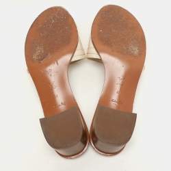 Pre Owned Louis Vuitton Cream Leather Monogram Slides Size 41