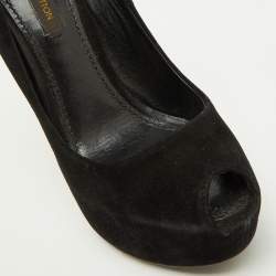 Louis Vuitton Black Suede Oh Really! Platform Peep Toe Pumps Size 35