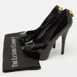 Louis Vuitton Black Patent Leather Oh Really! Platform Peep Toe Pumps Size 37.5