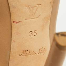 Louis Vuitton Beige Leather Oh Really! Platform Peep Toe Pumps Size 35